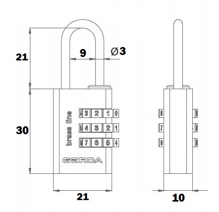 KŁÓDKA SZYFROWA MOSIĘŻNA GERDA BRASS LINE KMS S20 Kod producenta KSP0002000.98000B