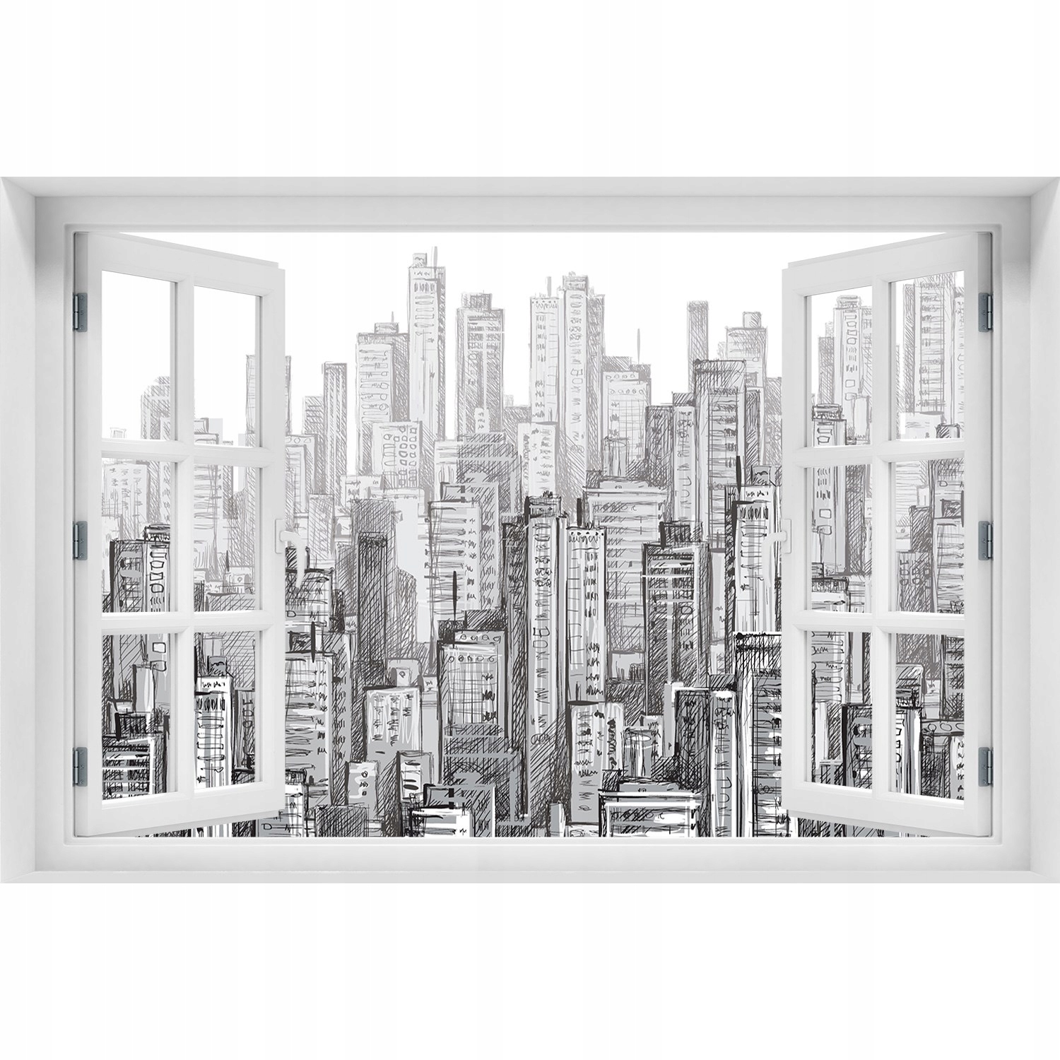 

Naklejka na ścianę 3D Okno widok Drapacze chmur