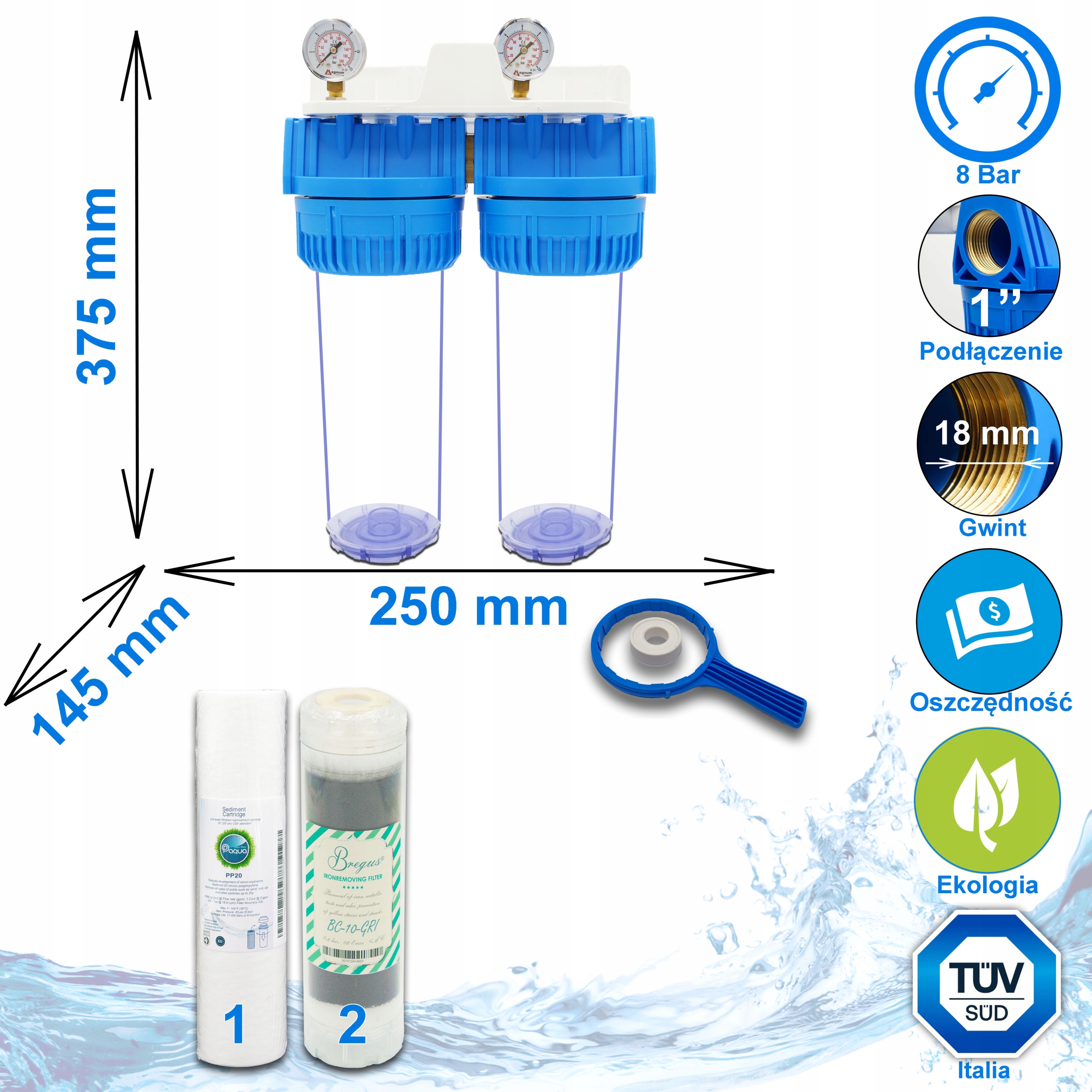 2-STOPNIOWY FILTR WODY: PIANKA+ODŻELAZIANIE