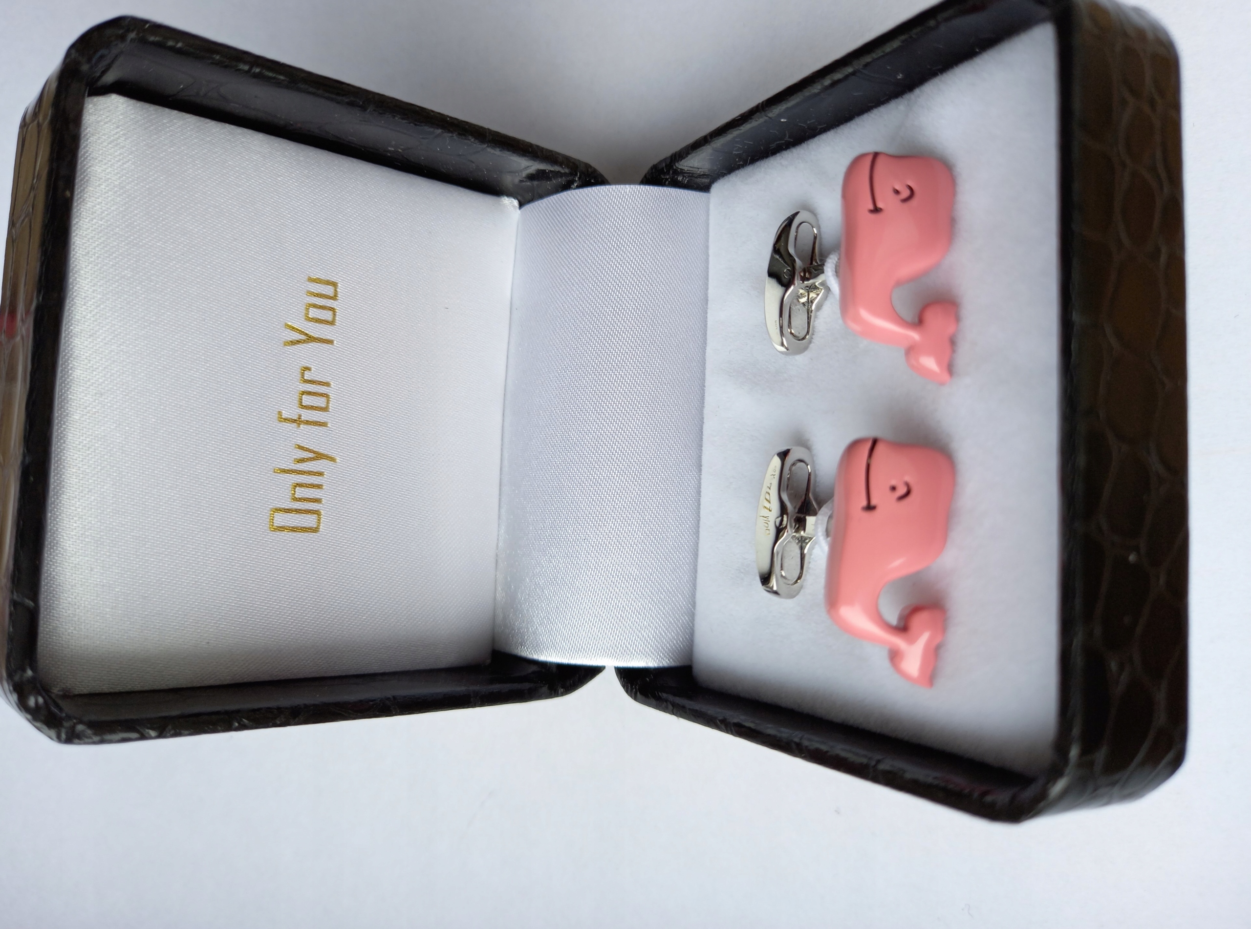 Manžetové knoflíčky Světle růžové Veselé velryby