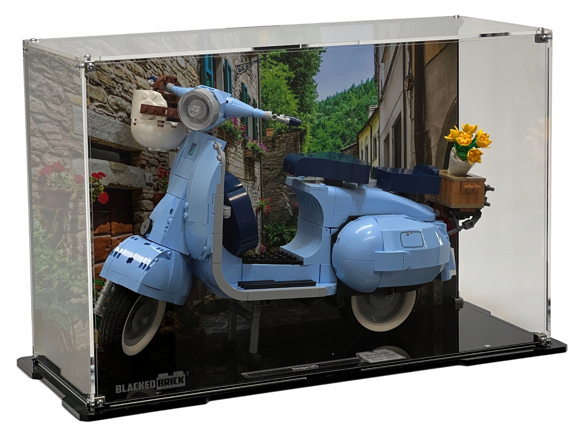 Vitrína s pozadím Blacked Brick pre Lego 10298 Creator Expert Vespa 125