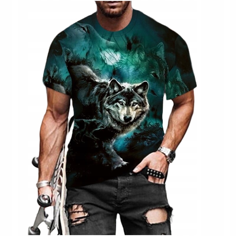 TSHIRT MĘSKI KOSZULKA 3D Z NADRUKIEM WILKA WOLF 12690043502 Allegro.pl