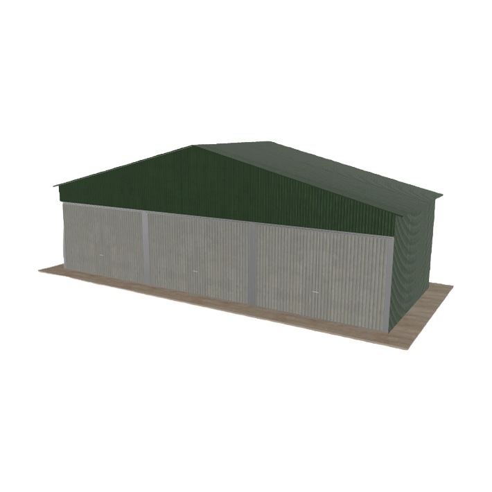 Plechová garáž 9x3.5 m, třípolohová, dvoupolohová, zelená