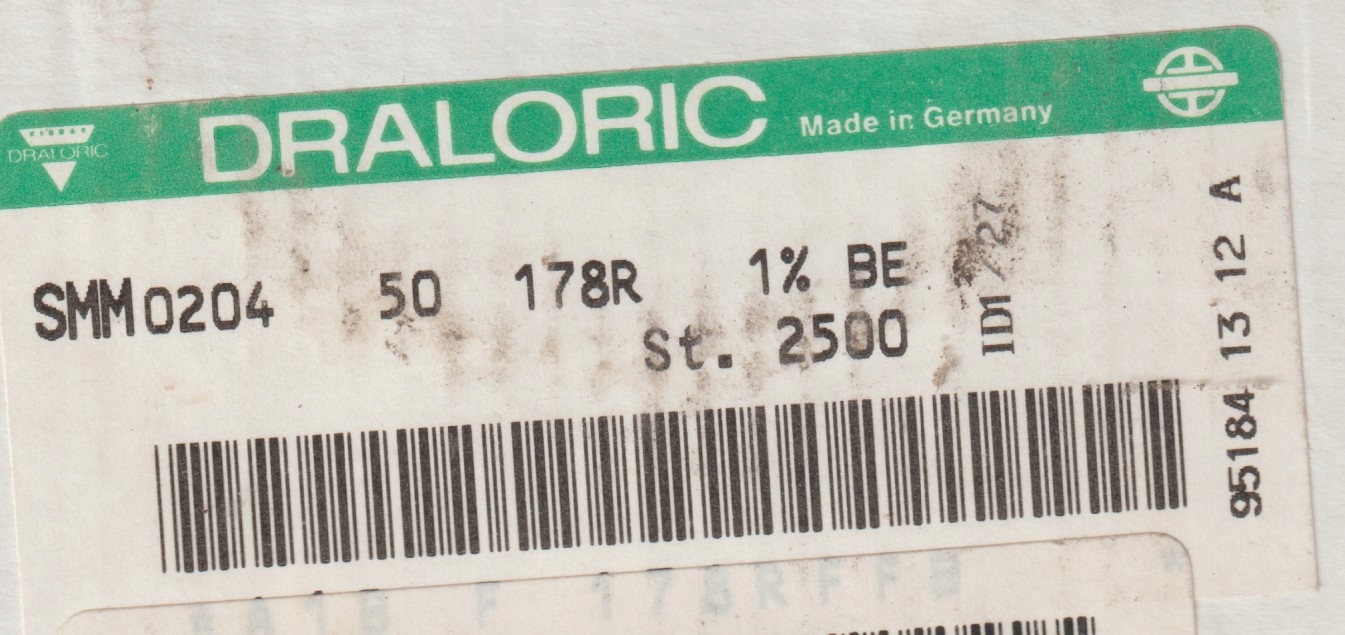 [100szt] 178R 1% 50ppm rezystor Smd minimelf SMM0204 Draloric low noise