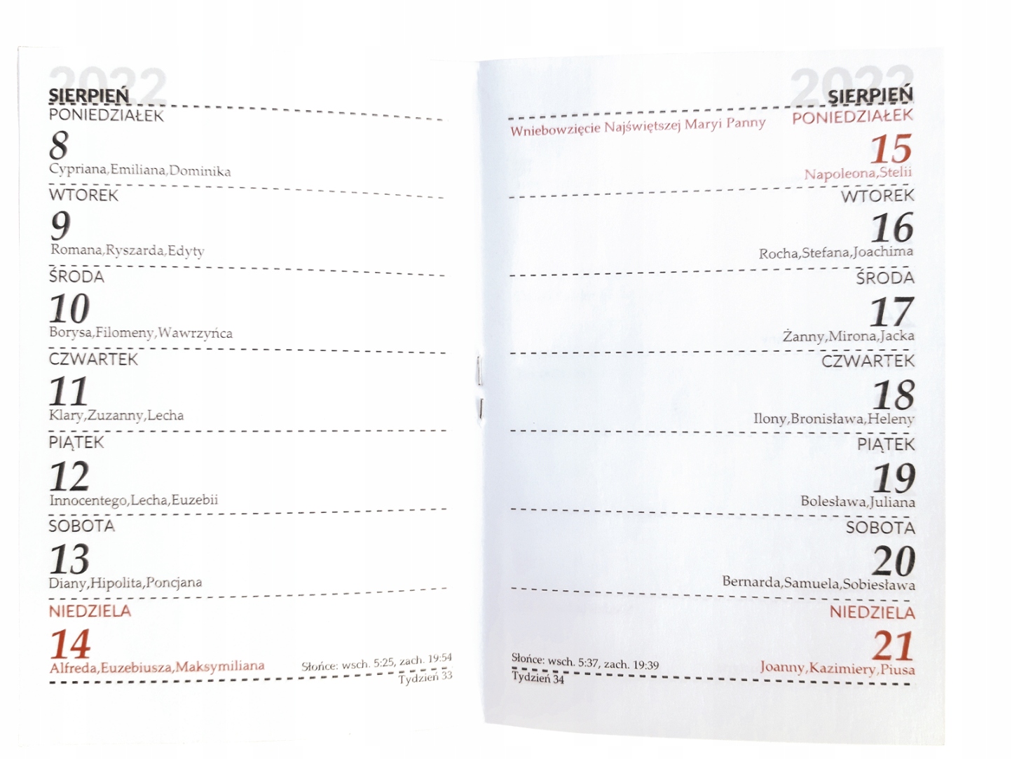 KALENDARZ KIESZONKOWY 2024 TYGODNIOWY FOKUS EAN (GTIN) 5907694961011