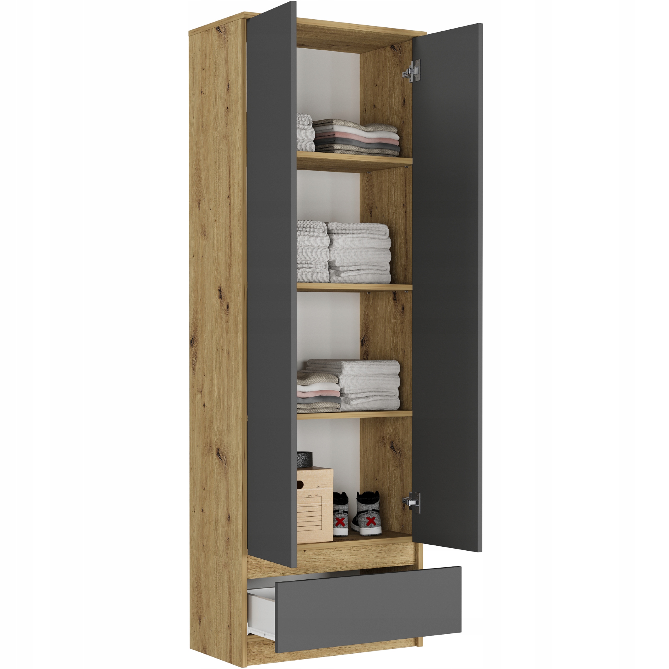 Szafa regał biurowy książki 60cm B-4 ARTISAN MIX ANTRACYT