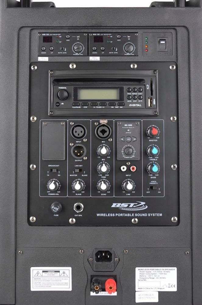 Kolumna mobilna PRO 400W bluetooth CD USB 2x mikrofon UHF AKUMULATOR Kolor czarny