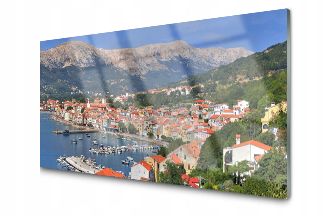 

Panel szklany dekoracyjny Miasto Góra Morze 100x50