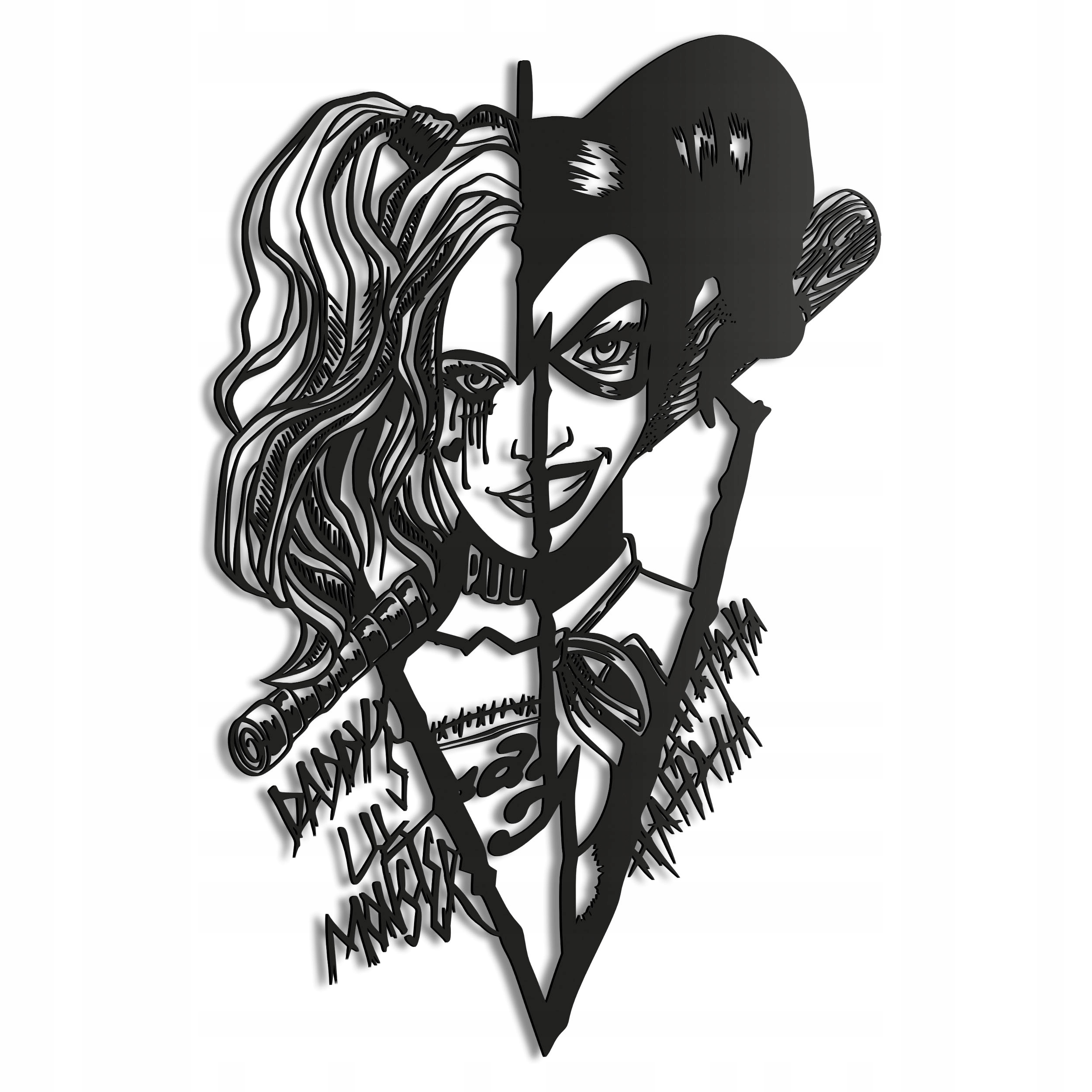 Dřevěný 3D obraz Harley Quinn Nástěnná Dekorace Dárek XL