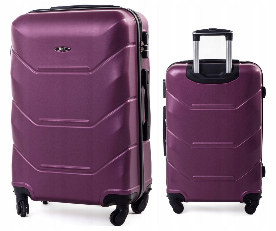 Duża Walizka Twarda Podróżna Bagaż Rejestrowany Abs Fioletowy Śliwka