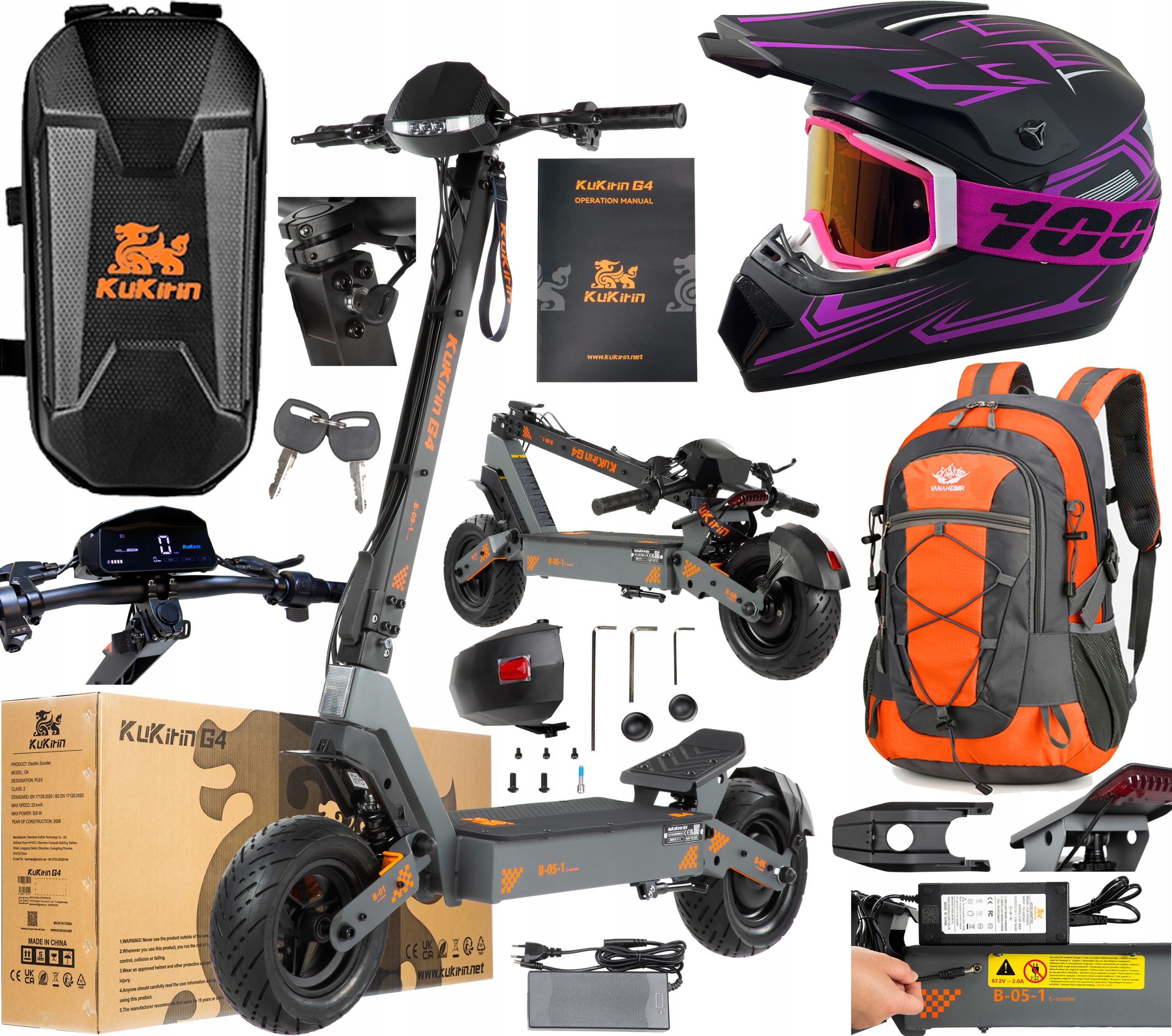 2026 KuKirin G4 Pojazdy elektryczne 2000W 60V 20Ah 70KM/H 75KM 11" +Prezent