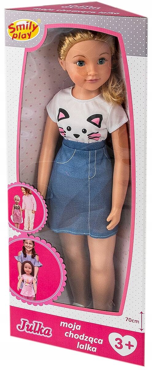 DUŻA LALKA CHODZĄCA CHODZI ZA RĘKĘ 70cm Smily Play Nazwa Julka