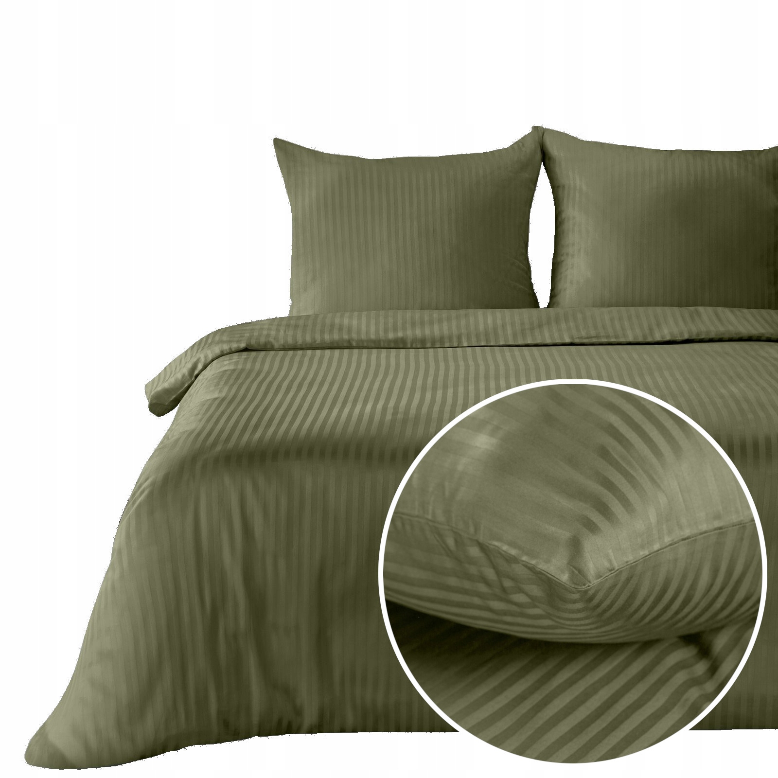 pościel satynowa bawełniana wzór adamaszek Vera 140x200 oliwka