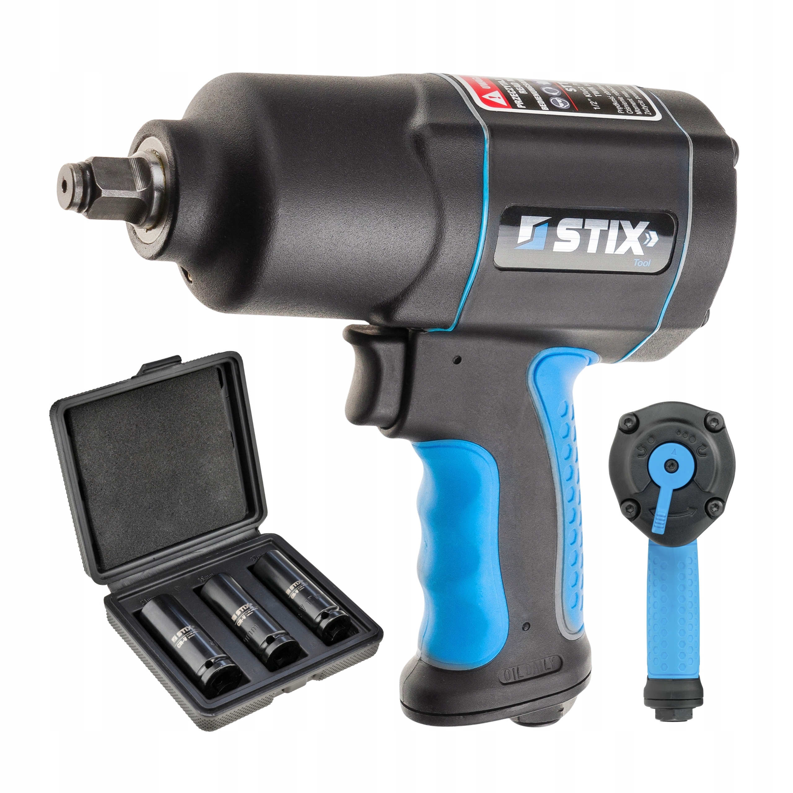 Pneumatický Rázový Klíč Na Kola 1/2 1900 Nm Nástavce 17, 19, 21 MM Stix