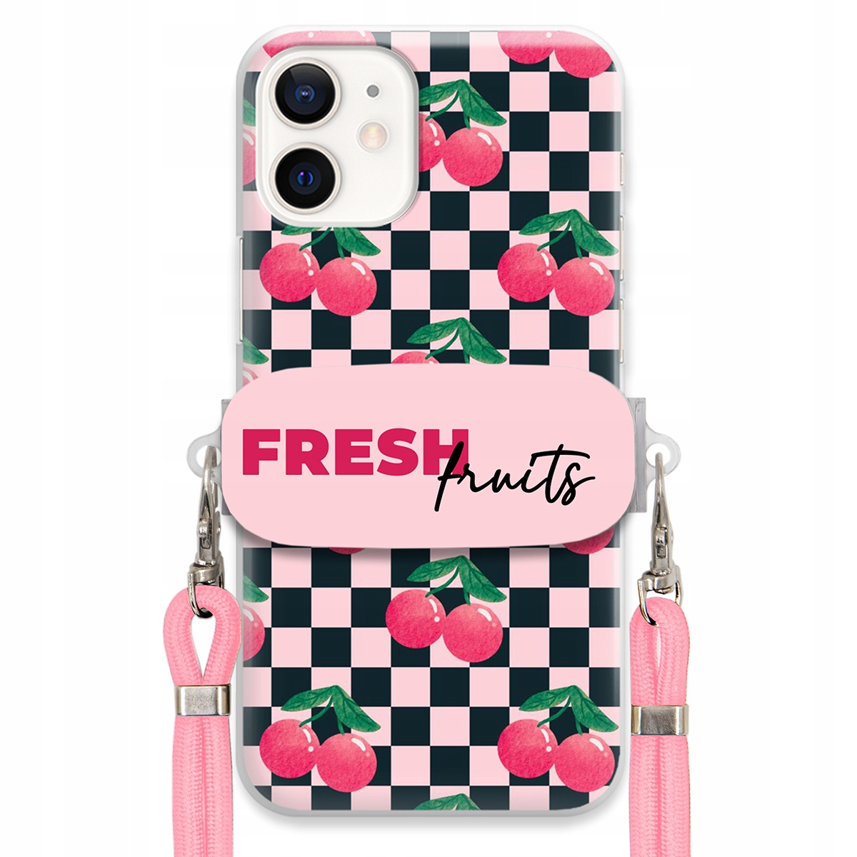 Puzdro pre iPHONE 12 Mini Crossbody vodítko držiak šachovnice Fresh Fruits