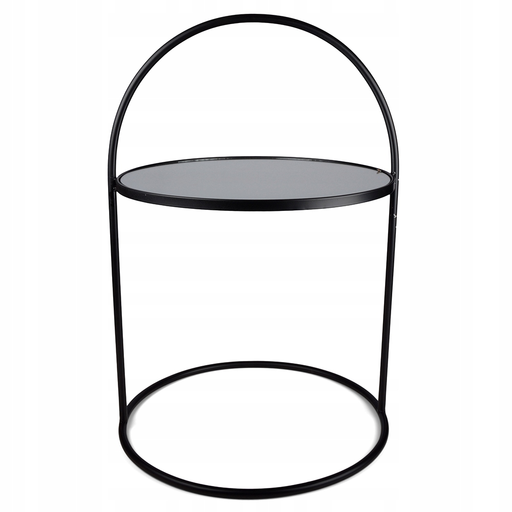 Zrcadlový Konferenční Stolek Černý matný, průměr 42 cm