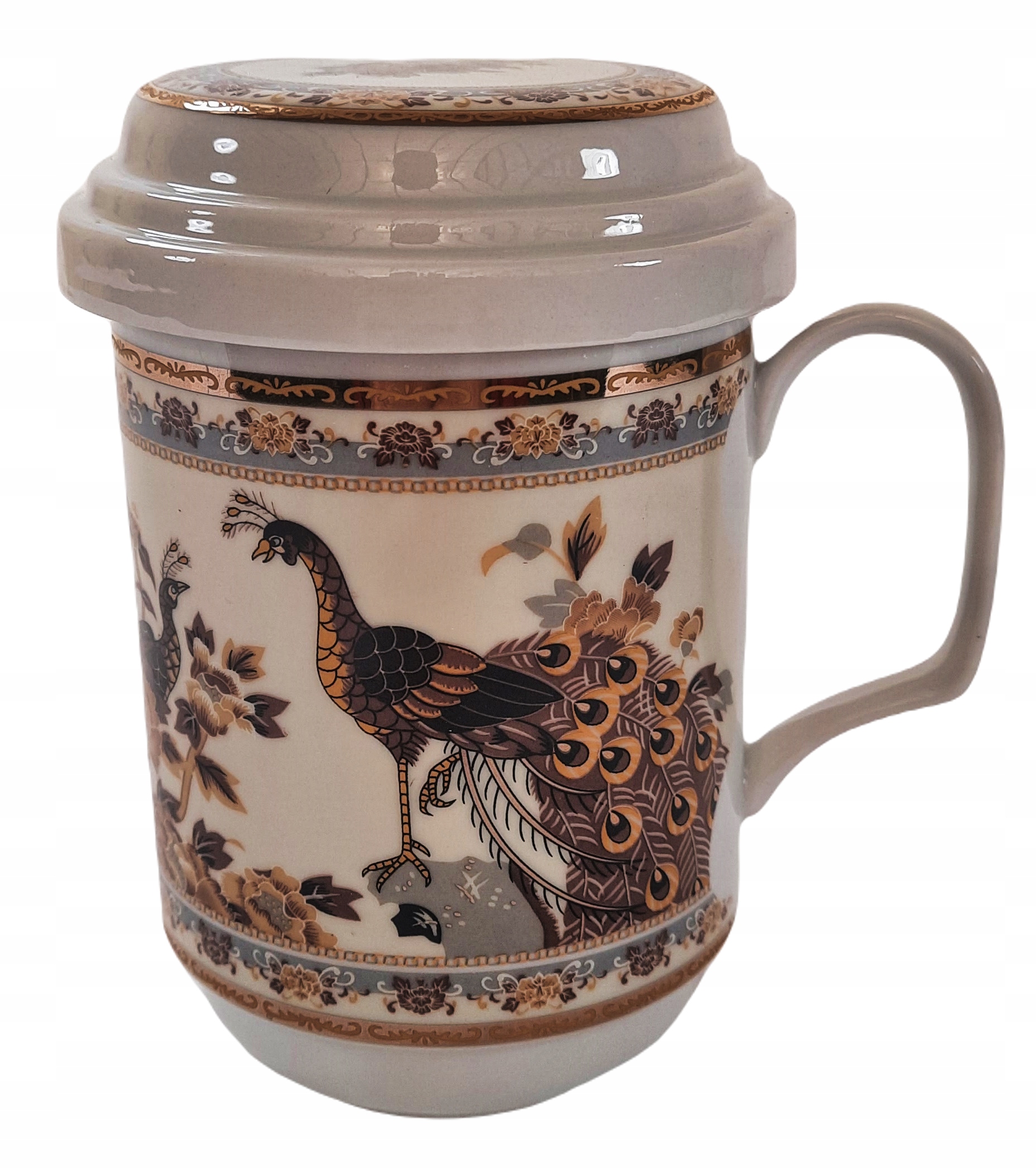 

Porcelanowy Kubek Zaparzacz Pawie Brązowe