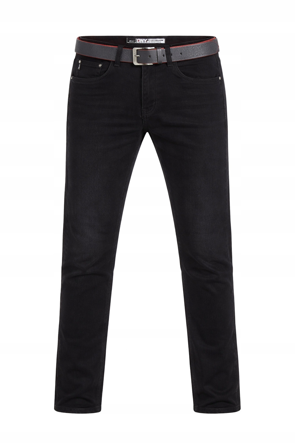 Spodnie Jeansowe Męskie Pasek KA6195 czarne bawełniane zestaw jeansy 38