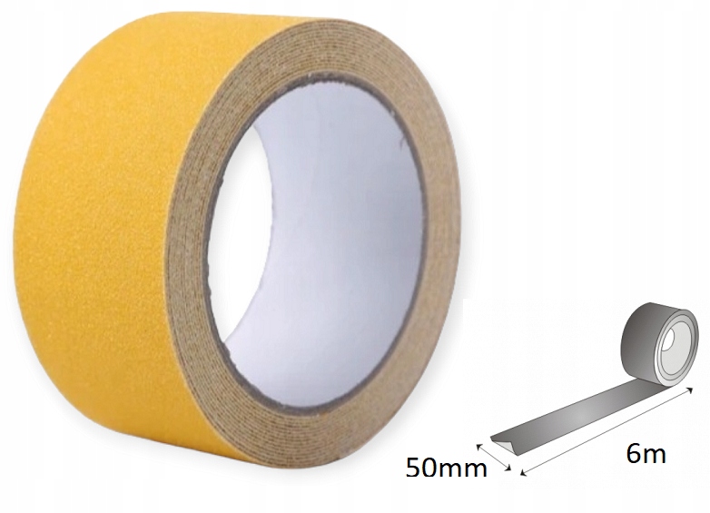 TAŚMA ANTYPOŚLIZGOWA żółta 6m SCHODY zewnętrzna wewnętrzna JAKOŚĆ próg Producent Paper-tech