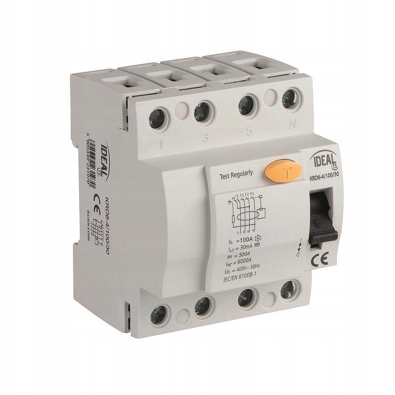 Proudový spínač KRD6 4P 100A Ac 30mA