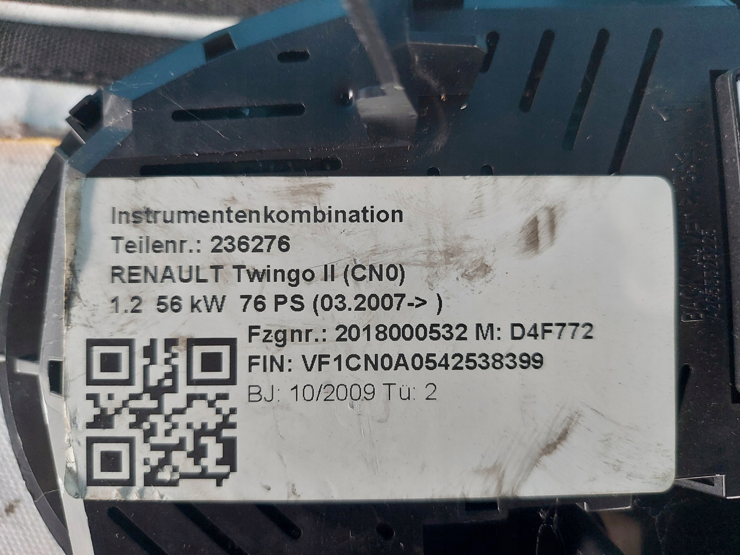 dials clock TWINGO II 1.2 B 8200725329