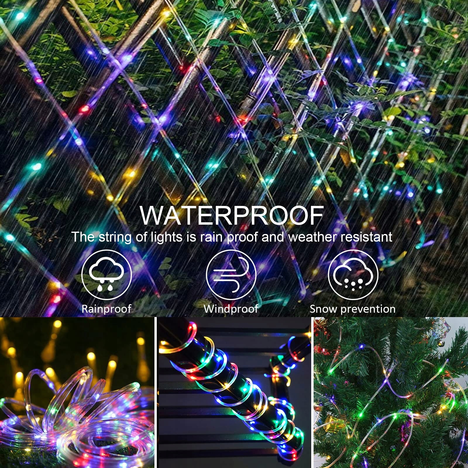 JIMACRO Zewnętrzne Lampki Girlanda Solarna LED 12m 100LED IP65 Wodoodporna — miniatura 4
