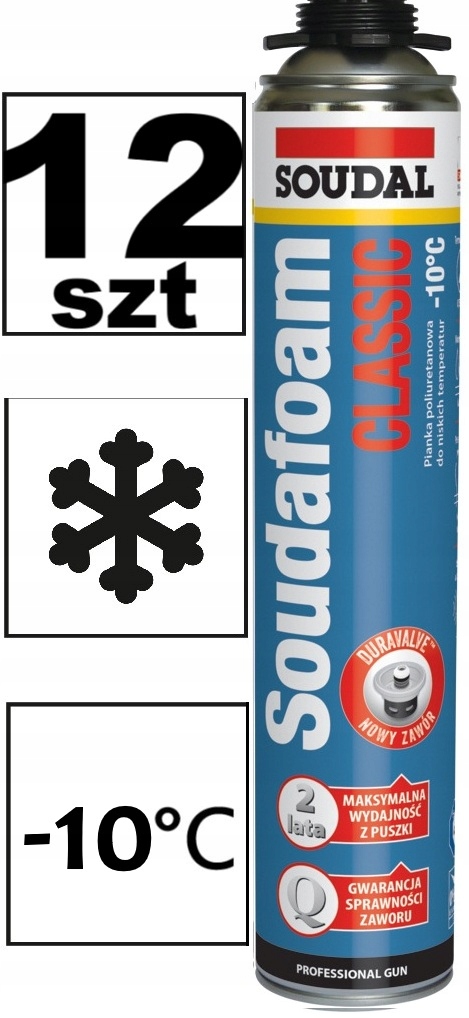 12ks Montážna pena Soudal Classic nízkonapäťová zima 750 ml