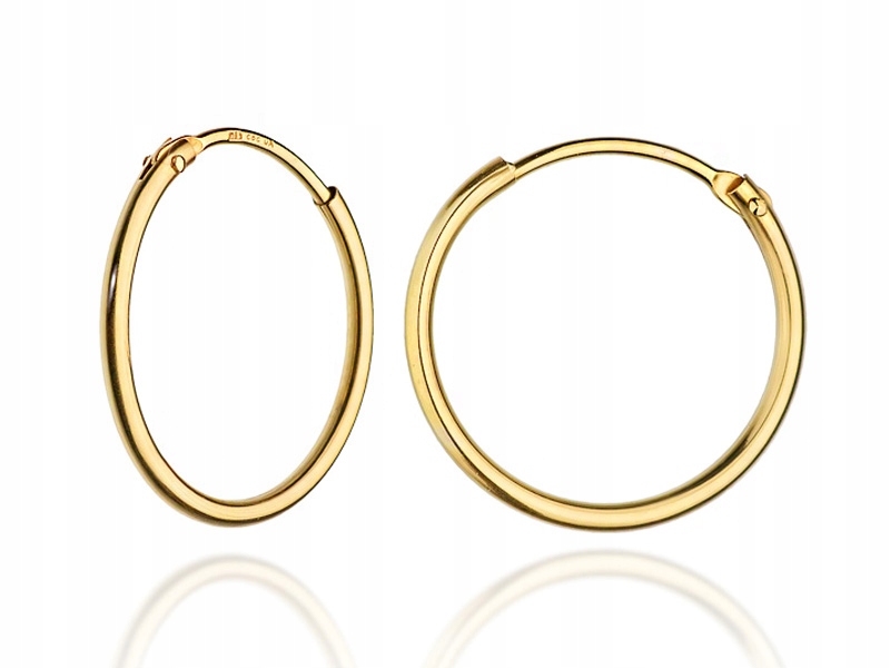

Piękne Złote Kolczyki Kółka 17,5mm 585 Koło Ring