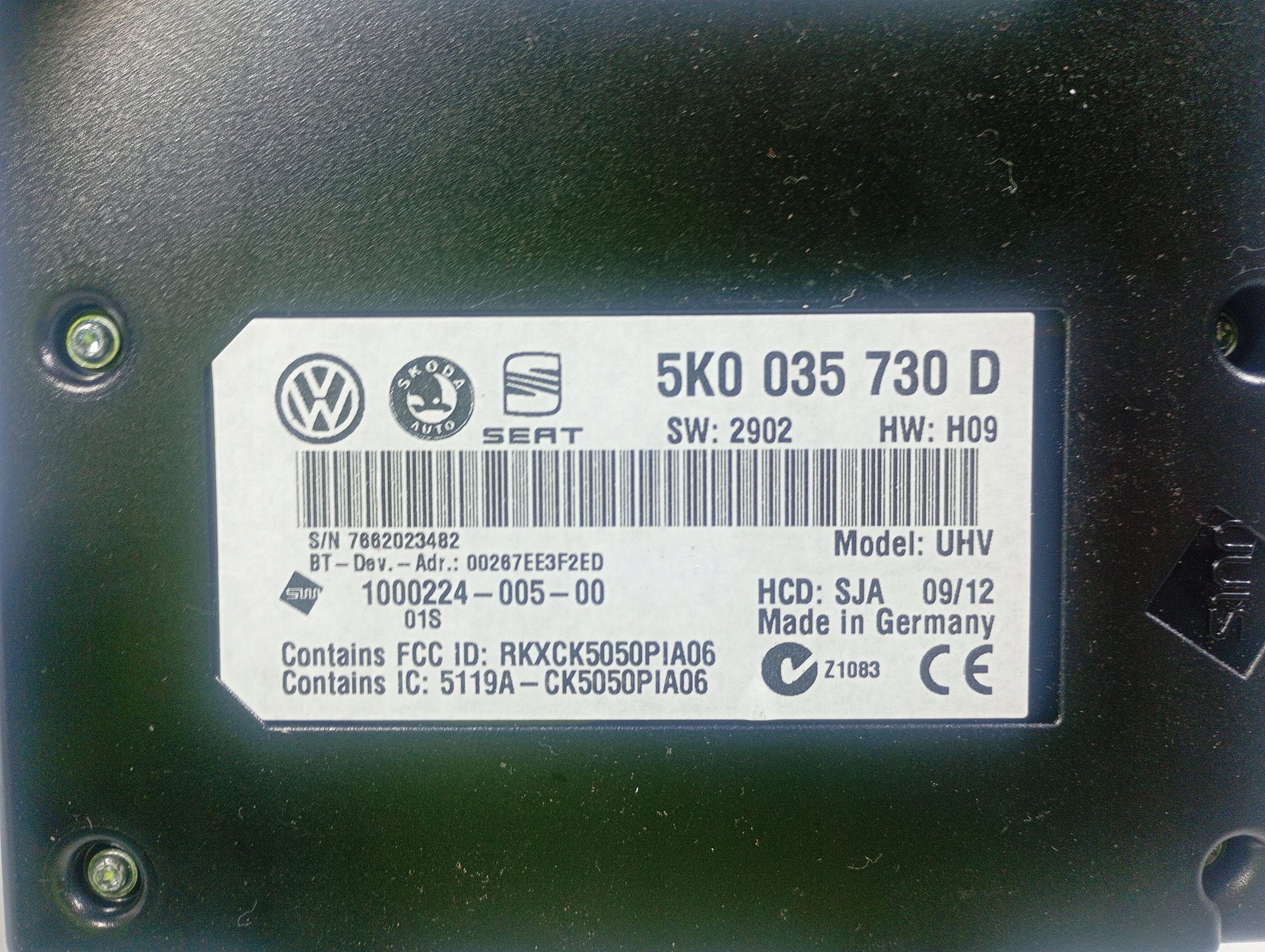 VW PASSAT B7 10-14 modulo Centralina BLUETOOTH OE 5K0035730D