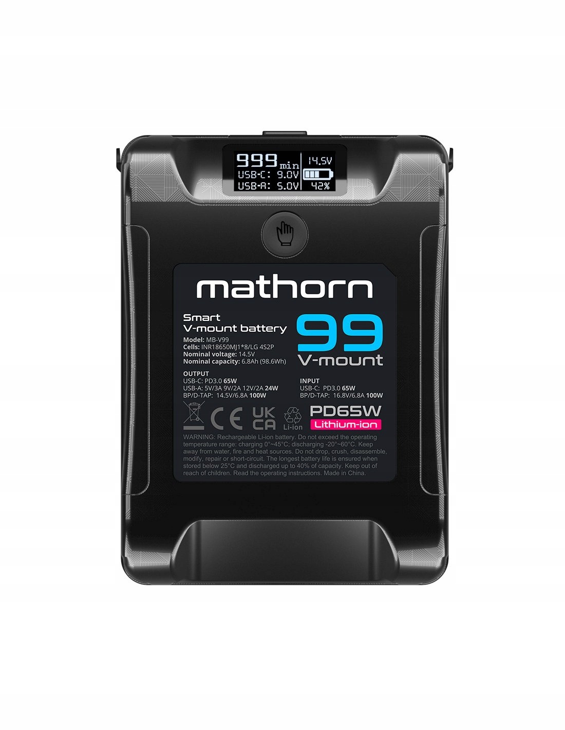 Mathorn MB-V99 99Wh Oled Usb-c V-Mount batéria