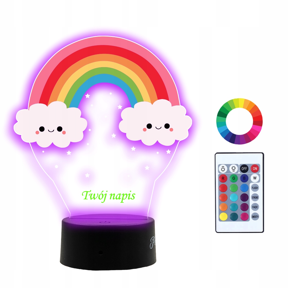 

Lampka Nocna z Nadrukiem Led Tęcza Chmurki