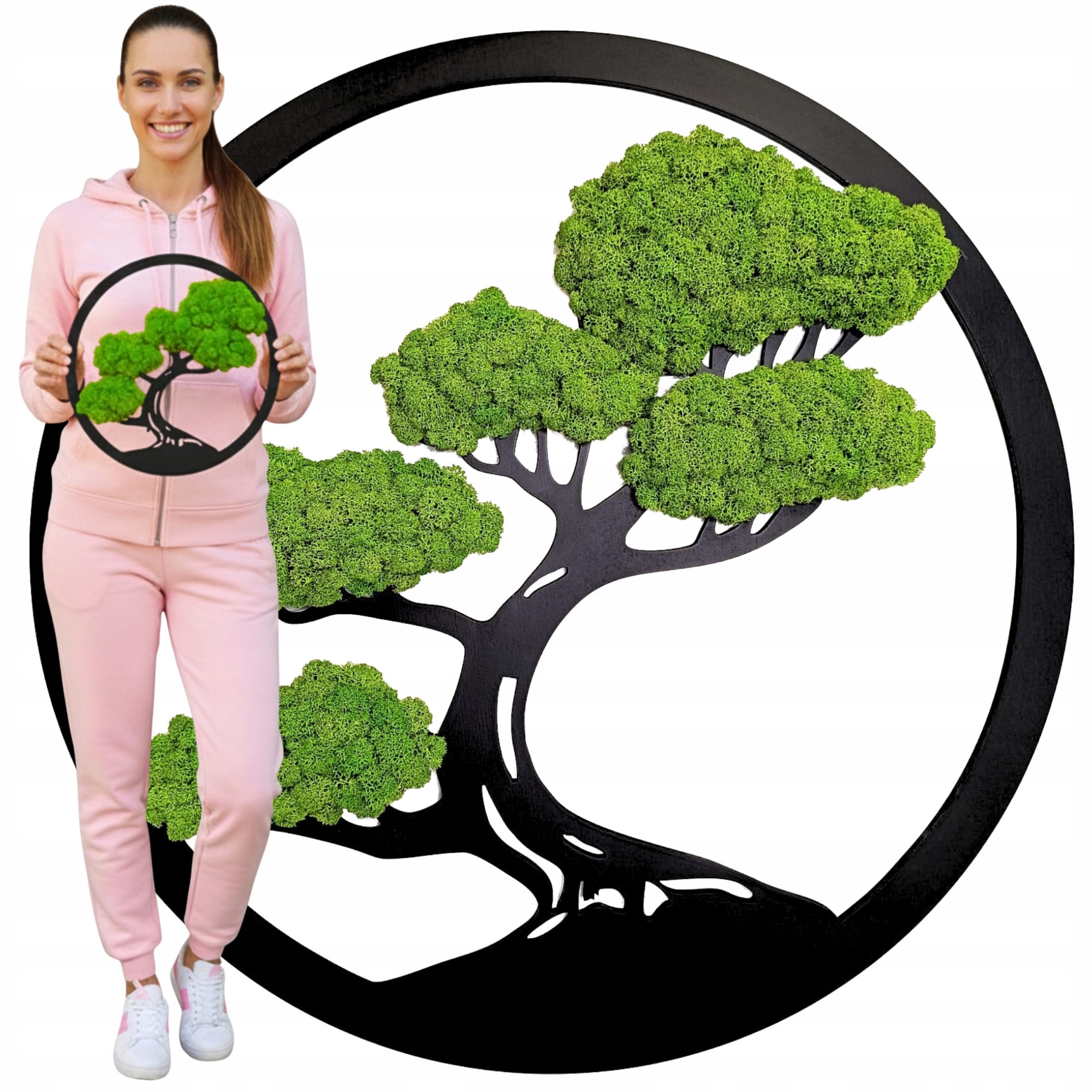 Obraz Z Mechu mech chrobotek Živý Stromek Bonsai na zeď Ozdoba Dekorace