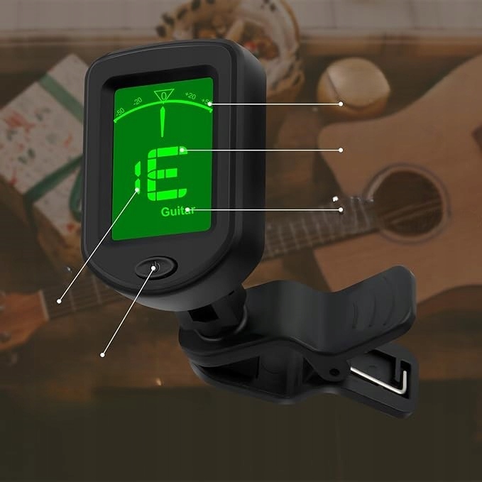 TUNER STROIK GITAROWY CHROMATYCZNY + bateria CR2032 Marka inna