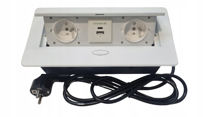 Zásuvka/Modul/Box zatahovací Oval nábytkový port 2GNIAZDA+2USB barva bílá
