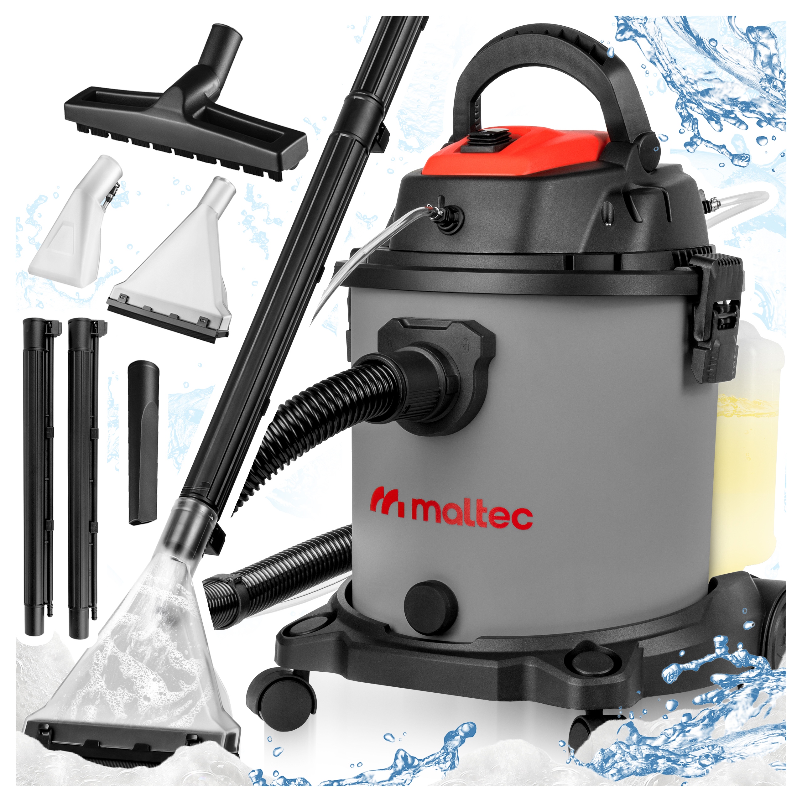 Odkurzacz Piorący Do Tapicerki Prania Dywanów Wąska Ssawka 4W1 Mocny 2200W