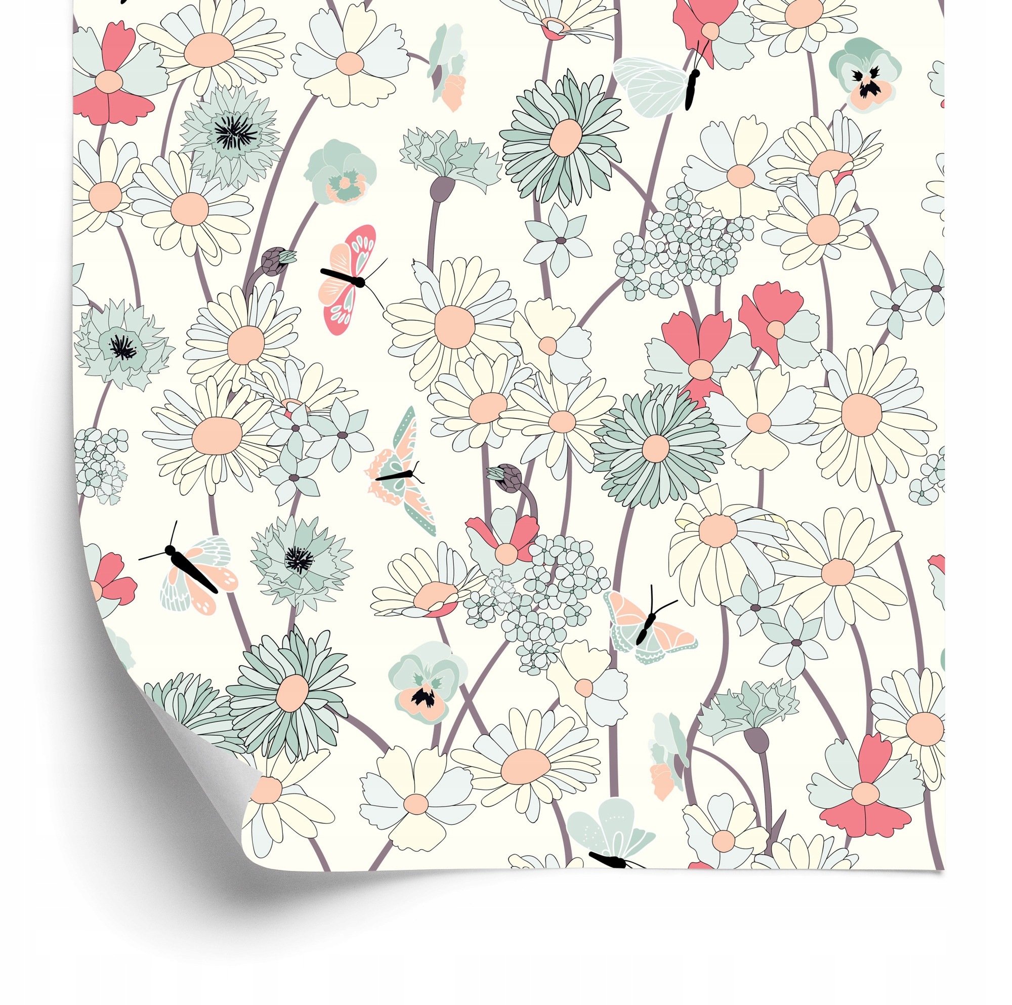 Tapeta Poľné Kvety S Motýľmi 50x1000 cm