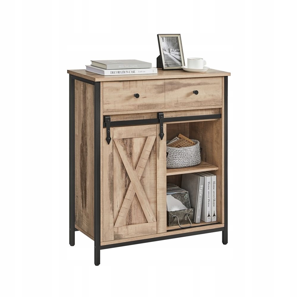 Komoda Loft Posuvné dvere Zásuvka Vasagle Industriálna hnedá