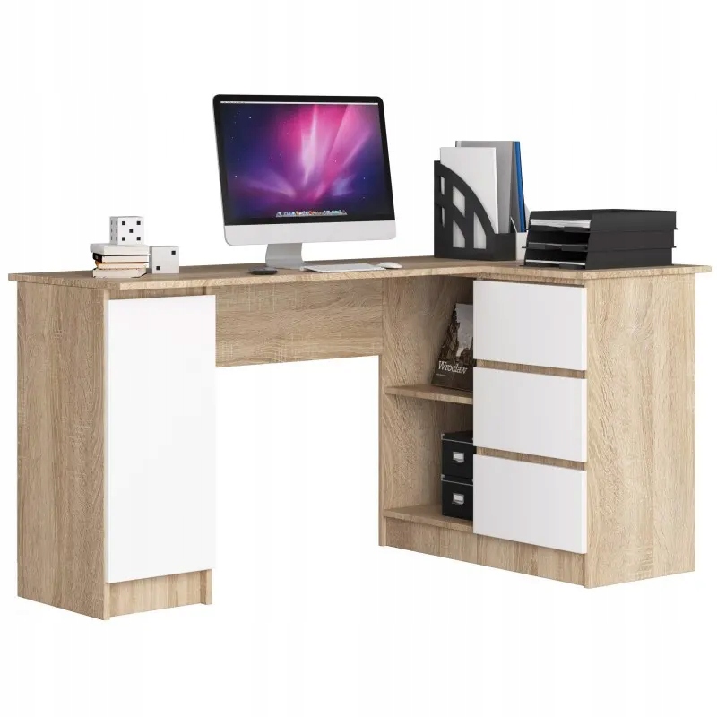 

Biurko Narożne Pod Laptop B20 155cm Sonoma Białe