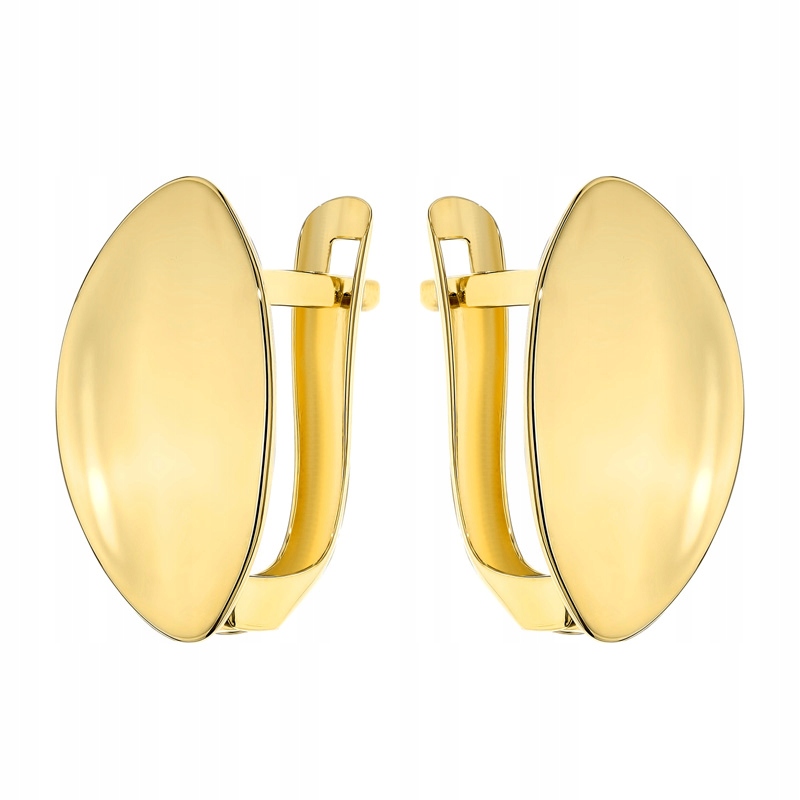 Zlaté Dámské Náušnice s Anglickým Zapínáním ryzost 585 Elipsy Plechové 14k