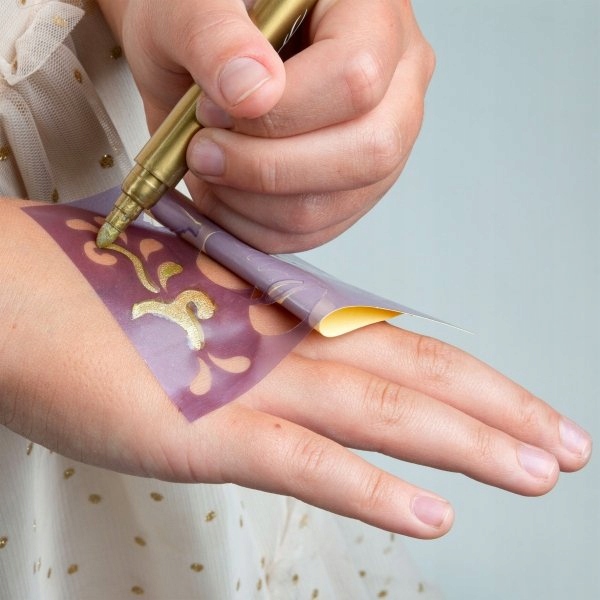 Kidea Markery Brokatowe do tatuażu z szablonami x 2 zestawy 6 kolorów Wiek dziecka 3 lata +