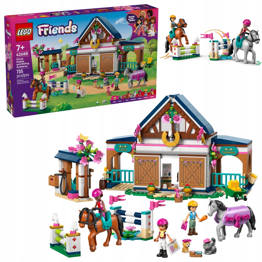 Lego 42688 Friends – hřebčín a jezdecká školka Sada s koníky