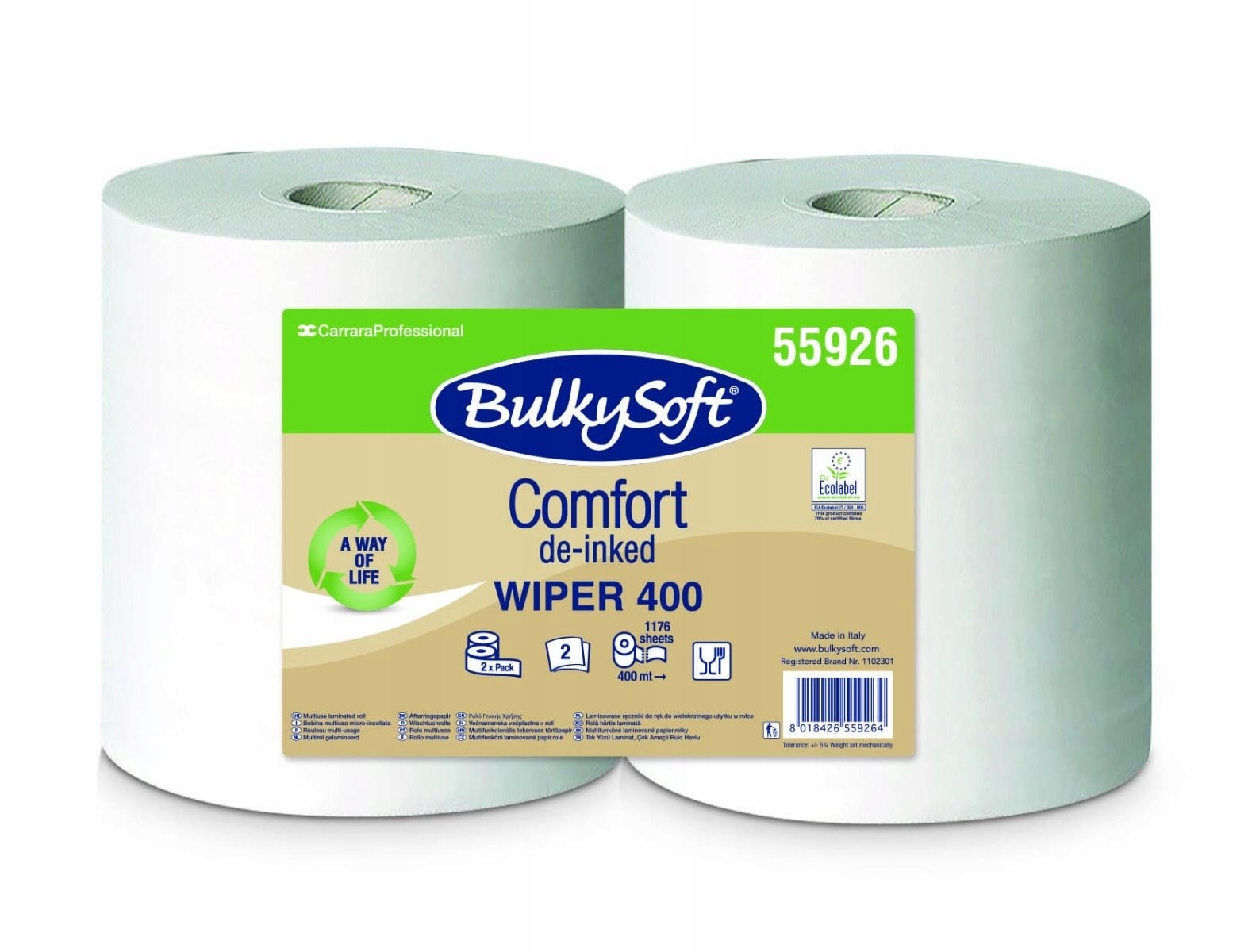 Čisticí Utěrka papírový BulkySoft Comfort 55926, 400 m. 2 role
