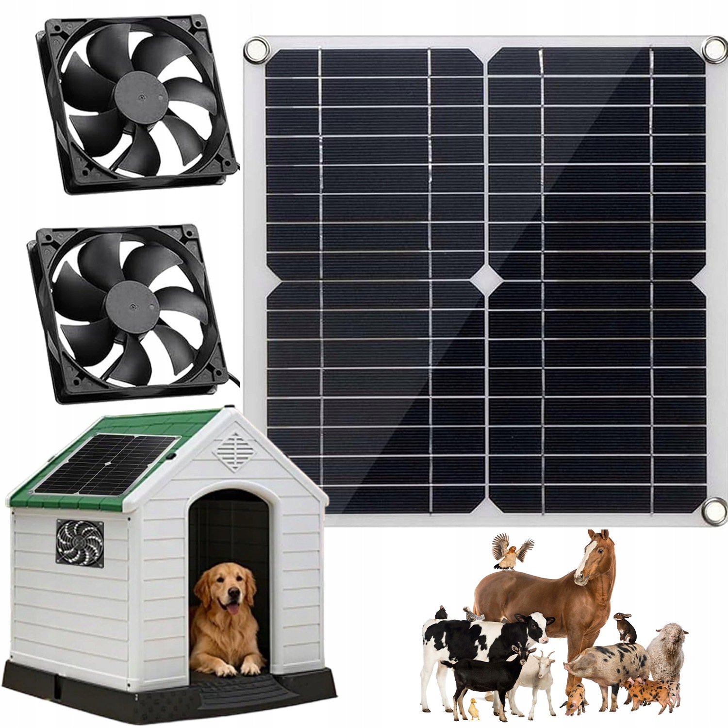 Wentylator Solarny 12W 2 Sztuki Wodoodporny Do Kurnika Szklarni Szopy Budy