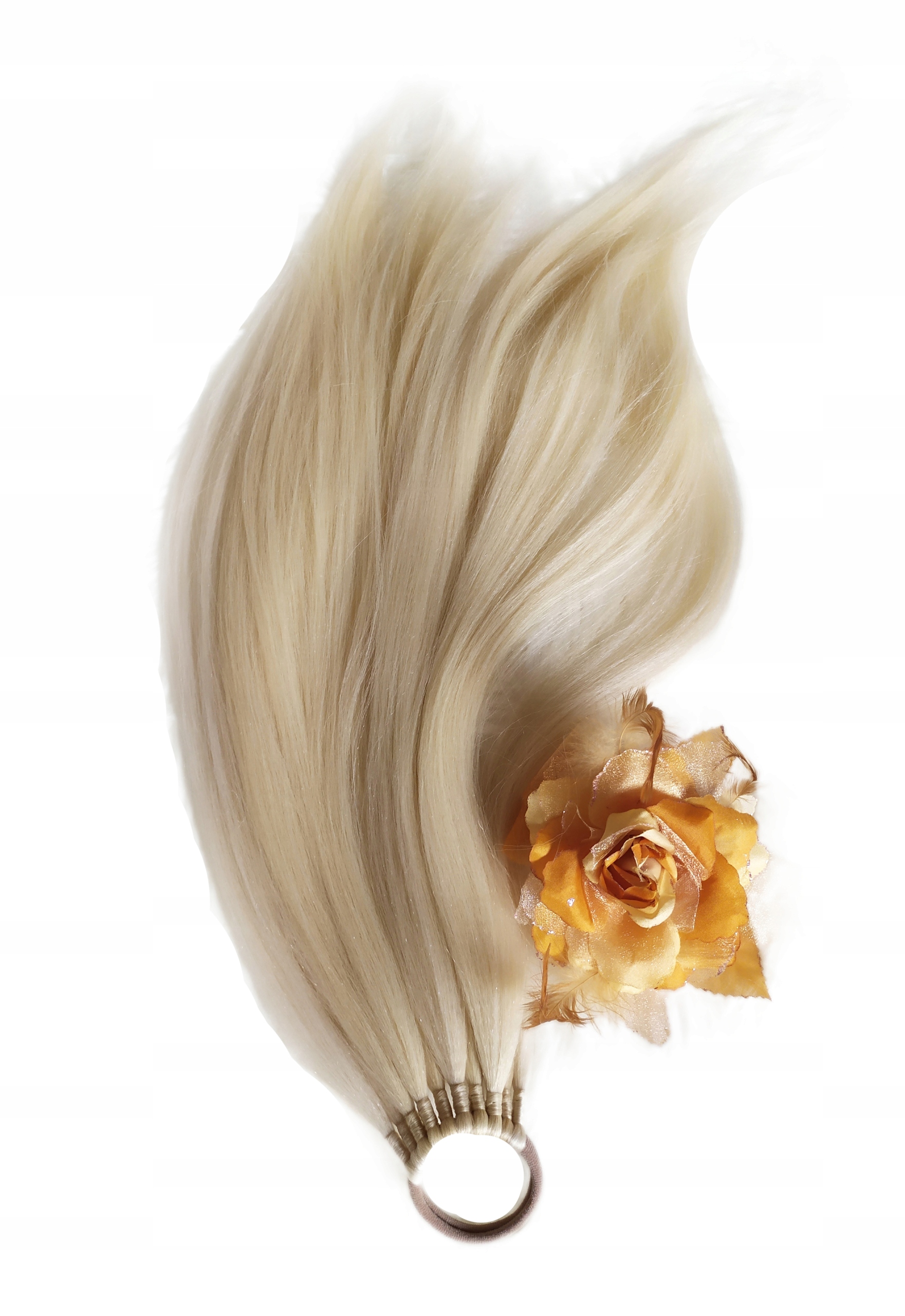 Připínací poník na gumičce, Příčesek, světle blond, Zářivá Blondýnka, 70 cm