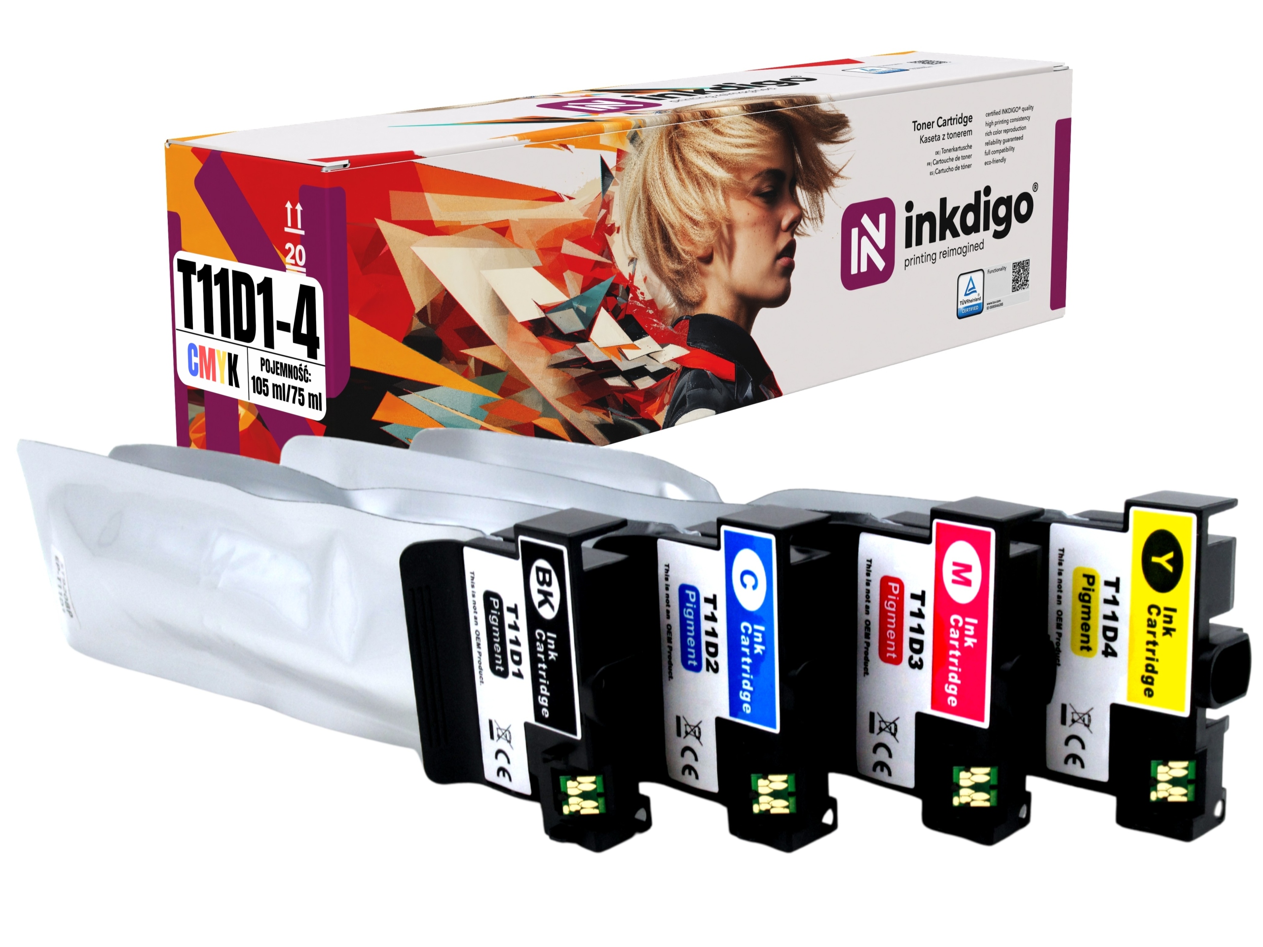 4x náhradní inkoust pro Epson T11D1 T11D2 T11D3 T11D4 WorkForce Pro WF-C5390DW