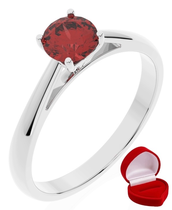Zlatý Prstýnek 585 14k Rubín 0,50 ct Bílé Zlato R0