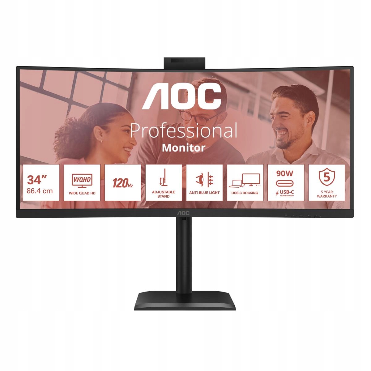 Aoc CU34E4CW Zakřivený monitor 34" 3440x1440/21:9/350cd/m2/4ms Hdmi, DisplayPort, Usb,
