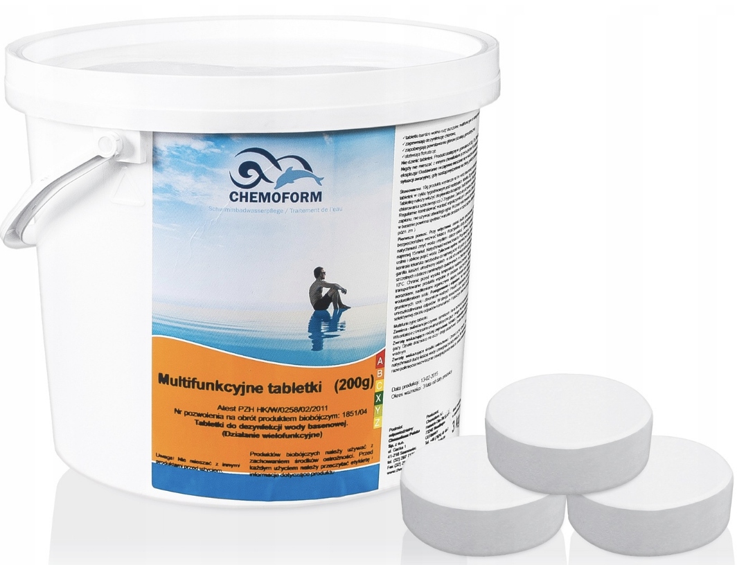 Chlor Duże Multifunkcyjne Tabletki Chlorowe Basen Jacuzzi Chemoform 200g3kg