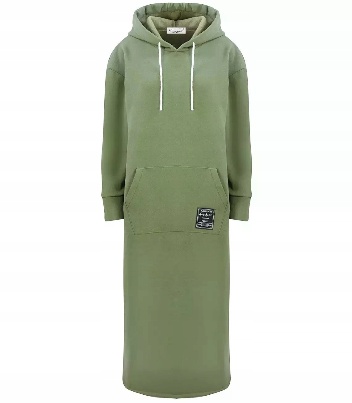 Dlouhé, zateplené, oversized mikinové Šaty s kapucí . Agrafka špendlík. Univerzální velikost.