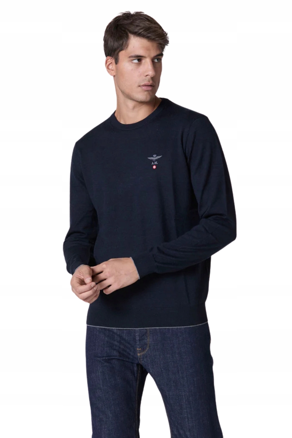 Aeronautica Militare Tmavě modrý pánský svetr Merino 3XL